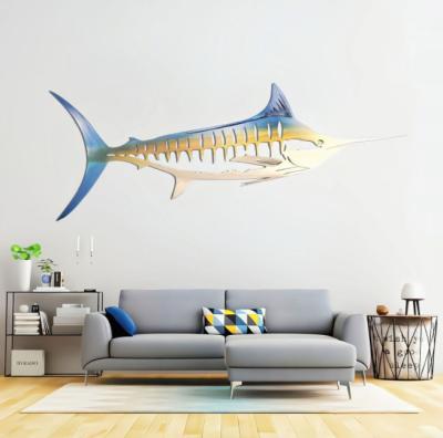 China Wall Art Decor, 3D Fish Europe Shark Metal Wall Hanging Ornaments Pendant Crafts, Room Home Decor Ocean Fish Decoration For Living for sale