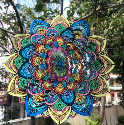 China Metal Mandala 3D Flower Decor Wind Chime Wind Chime Outdoor Garden Art For Lawn Doors Memorial Wind Chime for sale