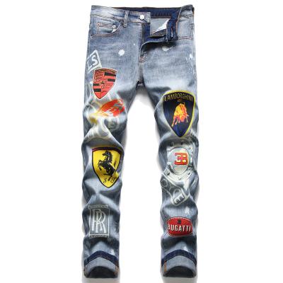 China 2022 New Men's Jeans Breathable Super Skinny Jeans Fabric Men's Damaged Jeans Printed for sale