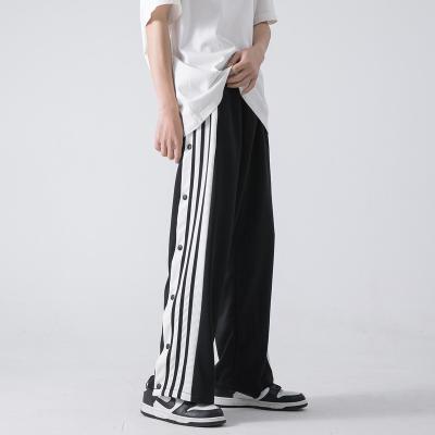 China OEM Wholesale QUICK DRY Fried Street Straight Tube Wide-Leg Three Side Breasted Empty Pants Mens Hip Hop Joggers for sale