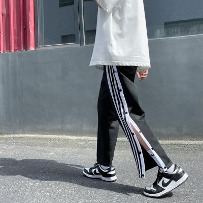 China Wholesale OEM White Canvas Hip Hop Fried Street Straight Tube QUICK DRY Nylon Wide-Leg Three Breasted Pants for sale