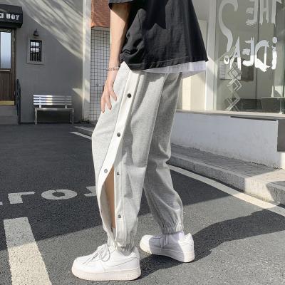 China Wholesale new fashion anti-pilling fitness loose sports bar snap button track pants for sale