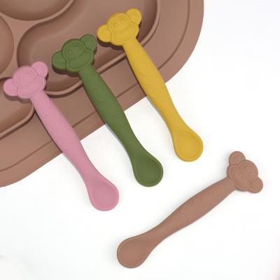 China Viable Hot Selling Silicone Baby Spoons Food Grade Baby Safe Feeding Spoon for sale