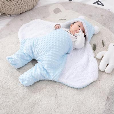 China 2021 Winter Breathable Ultra-soft Fluffy Fleece Cotton Sack Baby Sleepsacks Solid Baby Stroller Newborn Infant Stroller for sale