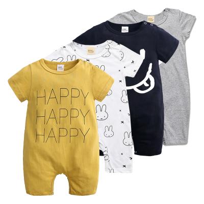 China Direct Selling Kids Solid Color Casual Cartoon Clothes Summer Cotton Overalls Baby Romper for sale