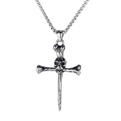 China skin-friendly & Skull Cross Style Hip Hop Street Man Jewelry Locomotive Necklace Fashionable Stainless Steel Pendant Eco-Friendly for sale