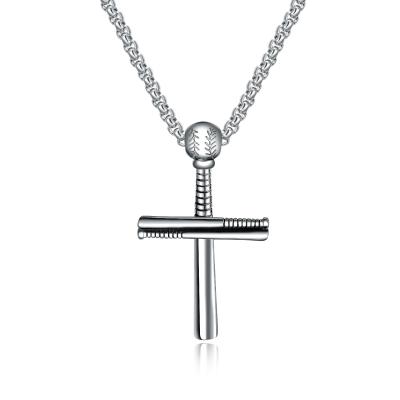 China FASHIONABLE Pendant Cross Jewelry Stainless Steel Baseball Cross Silver Baseball Cross Necklace for sale