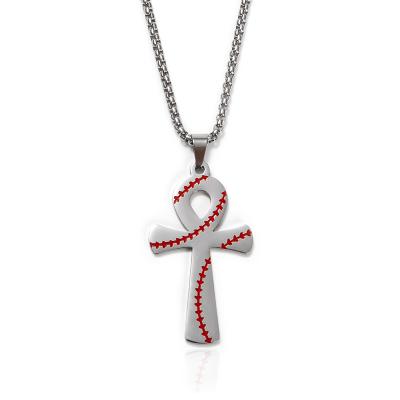 China Wholesale Customized FASHIONABLE Engraver Jewelry Cross Pendant Stainless Steel Baseball Cross Necklaces for sale