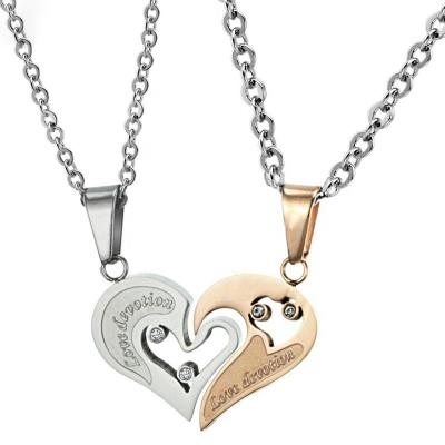 China skin-friendly & Eco-Friendly Stainless Steel Friendship Best Friends Love Couple Magnetic CZ Stone Heart Pendant Necklace for sale