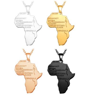 China skin-friendly & 18K Eco-Friendly Gold Plated Plain Laser Cutting Hip Hop Nnecklace African Country Map Pendant For Men And Women for sale