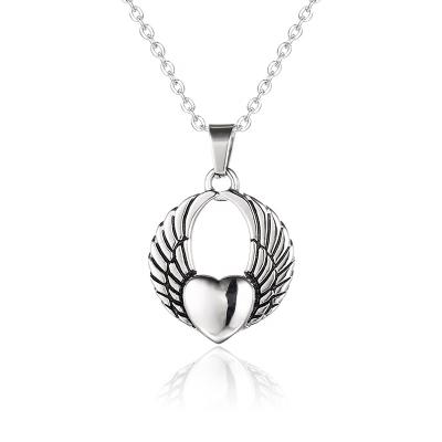 China skin-friendly & 316L Stainless Steel Heart Angel Wing Cremation Ash Pendant Necklace Eco - Friendly Jewelry For Women for sale