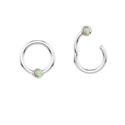 China Skin-Friendly Punk Surgical Stainless Steel 316L Silver Gold Plated Prevent Allergy Piercing Opal Rings for sale