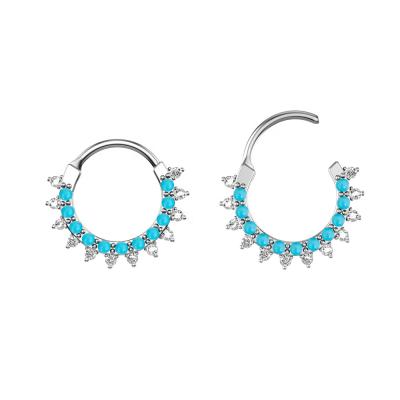 China skin-friendly & Eco-Friendly Gifts 2021 Ideas For Fashion Girls Face Nose Ring Ear Stud With CZ Piercing Titanium And Turquoise for sale