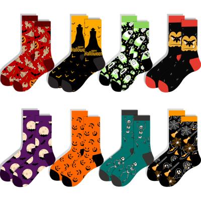 China 2021 Funny Viable Halloween Socks Fashionable Autumn And Winter Women Custom Design Pumpkin Crew Sock Men for sale