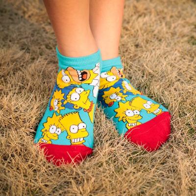 China Happy Spring Cute Funny Antibacterial Autumn Short Ankle Socks Cotton Simpsons Family Novelty Women for sale