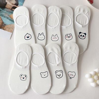 China Women Cute Breathable Cartoon Socks Panda And Summer Custom Made Invisible Ankle Pig Printing White Tube Sock for sale