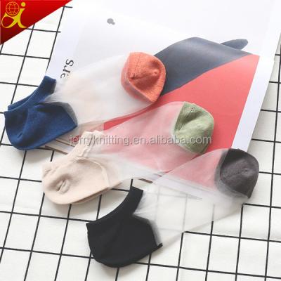 China Girl Crystal Glass Antibacterial Transparent Ultrathin Custom Socks for sale