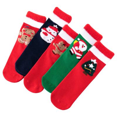 China 2021 Antibacterial Christmas Crew Socks Red Women Jacquard Snowman Festival Sock for sale