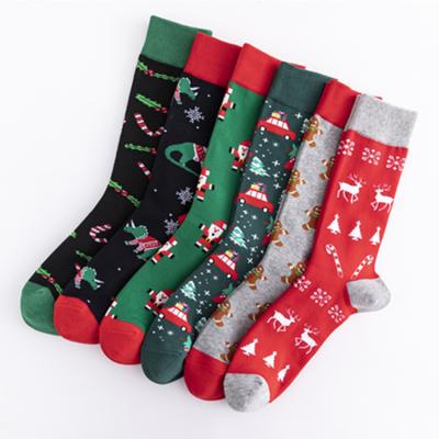 China Antibacterial Red Chirstmas Socks 2021 Men Fall And Winter Cheap Custom Print Crew Socks for sale