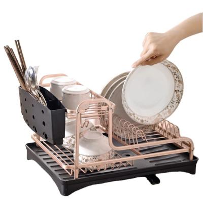 China Durable Wholesale Aluminum Dish Rack Water Sink Dish Drying Rack Rust Proof Kitchen Rack Kitchen Organizer for sale