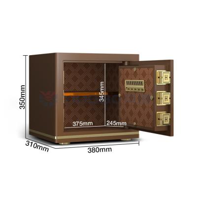 China Coffee Solid Steel Office Safe Box Dual Alarm Fingerprint Safe Box YB/N7-35 for sale