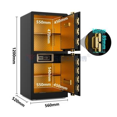 China H1200mm Dual Alarm Double Door House Safe Box Biometric Safe Box Black for sale