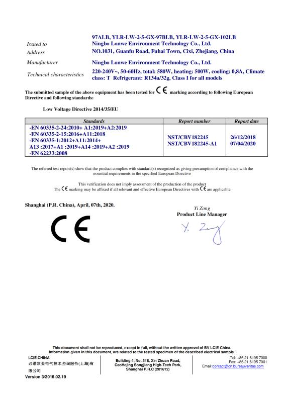 CE - Ningbo Lonwe Environment Technology Co., Ltd.