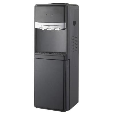 China Vertical 3 Taps Hot Cold Water Cooler With Mini Fridge for sale