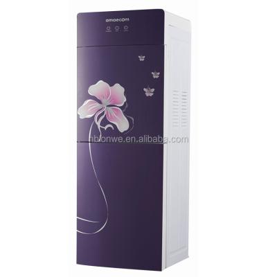 China Floor Standing Customer Design Double Door Glass Water Dispenser With Small Fridge for sale