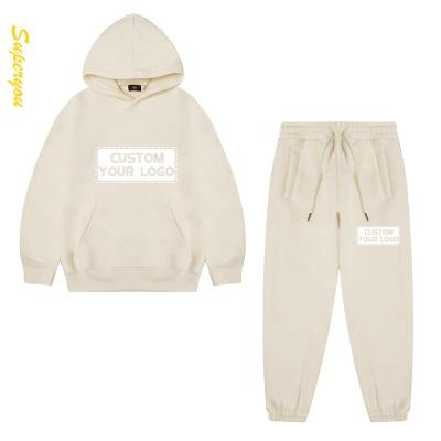 China Wholesale Anti-Wrinkle Cotton Hoodies Pants 2 PCS Set Cotton Hoodies Pants Sets OEM Solid Color Winter Sweatsuit Kids for sale