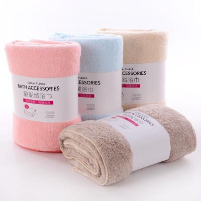 China OEM Size Absorbent Adult Coral Fleece Bath Towel QUICK DRY Soft Touch 70*140cm With Delicate Packing for sale