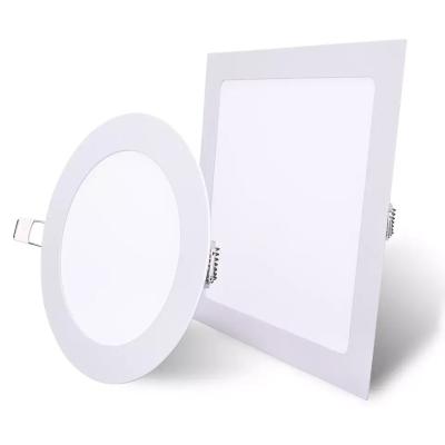 China Factory Price Contemporary Aluminum Commercial 3W/6W/9W/12W/15W/18w/24W LED Ultra Thin Recessed Square / Round Recessed Led Panel Light for sale