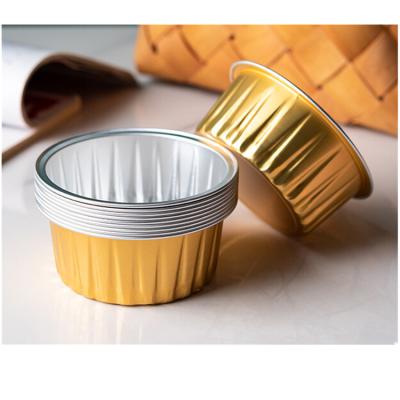 China Food 125ml Mini Disposable Aluminum Foil Cups For Baking Cupcake Muffin Bake Ramekin Serving Cup With Plastic Lid for sale