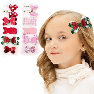 China 5pcs/set Sweet Cute Butterfly Hair Clip Glitter Sequin Bow Hair Bow With Clip Hair Accessories For Girls Kids Hair Clip Set Gifts for sale