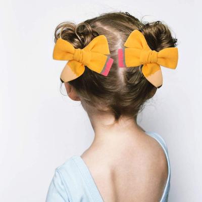 China Sweet Cute Pencil Design Hair Clips Back To School Hair Pins For Big Girls Cloth Bow Hair Accessories For Kids for sale