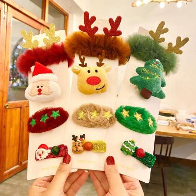 China Fashion 4 Pcs New Year Girl Tree Bow Hairpin Santa Party Decorations Hair Accessories/Headbands Christmas Set For Kids Girls Hair Clip for sale