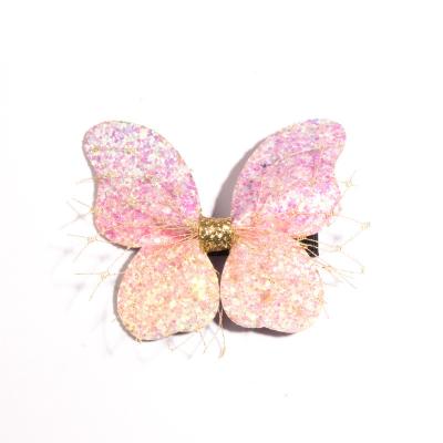 China Soft Cute Colorful Glitter Kids Hair Clip Butterfly Bow Hair Sequin Boutique Boutique Hair Accessories For Babies Hair Clip With Bow for sale