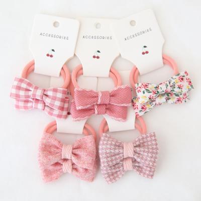 China New Styles 10pcs/set Soft Hair Ties Hangers Elastic Rubber Hair Rope Flower Cotton Scrunchies Hair Accessories For Babies Headband for sale