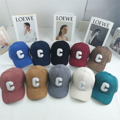 China COMMON Popular Unisex Corduroy Baseball Cap Autumn Winter Hat Letter Warm Retro Sports Simple Hat For Winter for sale