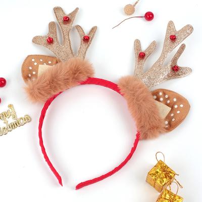 China Cute Party Xmas Deer Ears Antlers Headband Kids Festival Christmas Hair Band Accessories Girls for sale