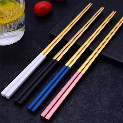 China Restaurant Viable Hot Selling Modern Chopsticks Manufacturer Colorful 304 Stainless Steel Chopsticks Gift Set for sale