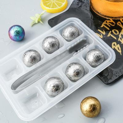 China Reusable Soccer Shape Stainless Steel Ice Maker Whiskey Stones Chilling Stones, Wine Accessories Gift Set for sale