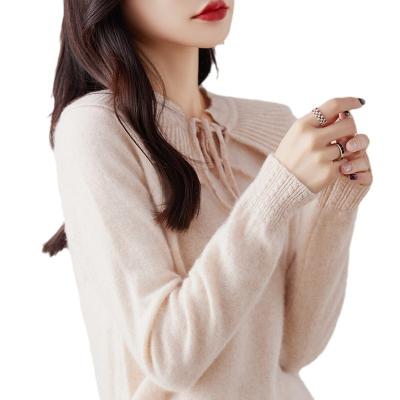 China Anti-wrinkle 2023 new cropped sweater versatile wool bottom top doll collar cashmere sweater woman for sale