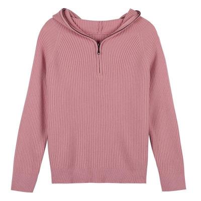 China Anti-wrinkle 2023 new hooded knit women's solid color pullover sweatshirt loose top for sale