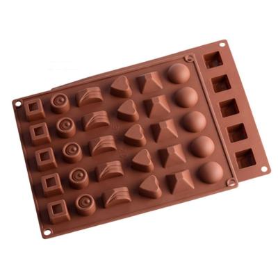 China Custom Made Lixsun 30 Cavity Heart Shape Silicone Chocolate Mold Viable For Pastry Silicone Baking Molds for sale