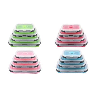 China Microwavable Collapsible Food Grade Silicone Lunch Box , Silicone Food Container Set Of 4 for sale