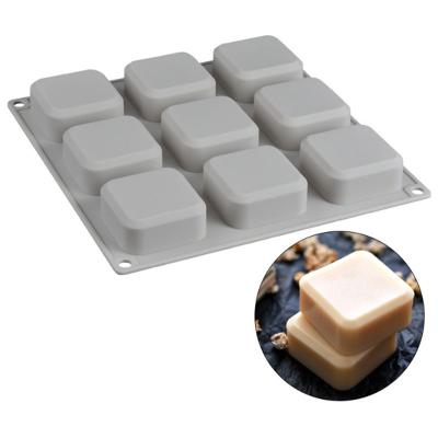 China Lixsun 9 Cavity Single Size 5.5cm Viable With 75ML Silicone Ice Cube Tray Soap Mold Custom And Food Grade Square for sale