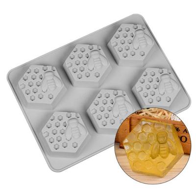 China Lixsun 6 Cavity Sustainable 7.5cm Bee Food Grade Honeycomb Form Silicon Mold Soap for sale