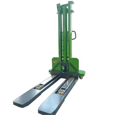 China Hotels 1000kg semi electric self loading 1ton stacker in nolift automatic self loading stacker 1300mm lifting height for sale