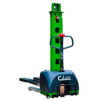 China Hotels 500kg Full Electric Self Loading Pallet Lift 0.5ton Electric Self Load Stacker With 1300mm Lifting Height for sale